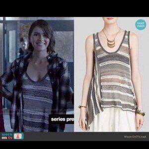 Free People Teen Wolf Gray White Lovebird Tank Top